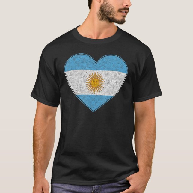 T-shirt J'aime l'Argentine  Drapeau Argentin Cœur Argentin (Devant)