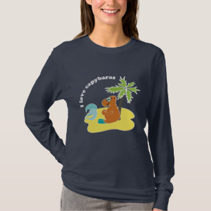 T-shirt J'aime l'art de plage tropical des capybaras