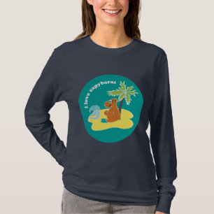 T-shirt J'aime l'art de plage tropical des capybaras
