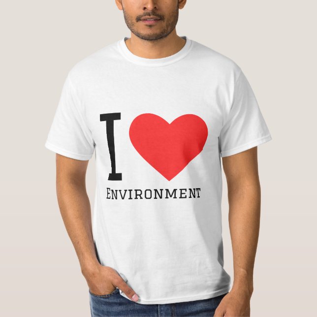 T-shirt J'aime l'autocollant carré environnement (Devant)