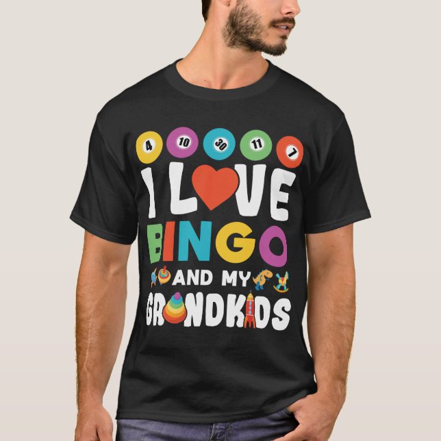 T-shirt J'Aime Le Bingo Et Mes Petits-Enfants Drôle Lucky (Devant)