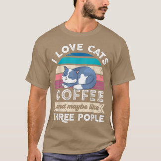T-shirt J'aime le café Cats et j'aime trois personnes