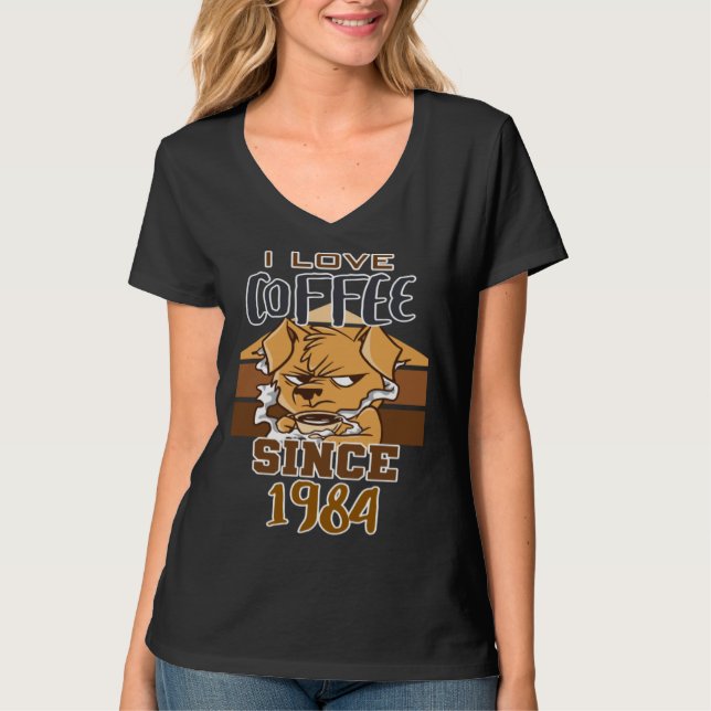 T-shirt J'aime le café depuis 1984 (Devant)