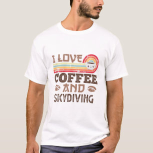 T-shirt J'Aime Le Café Et La Plongée Sur Skydiving Vintage