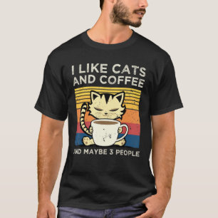 T-shirt J'Aime Le Café Et Le Chat Et Peut-Être 3 Personnes
