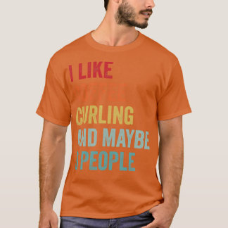 T-shirt J'aime le café et le curling Peut-être 3 personnes