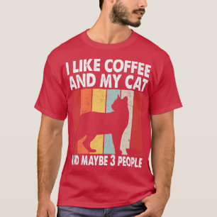 T-shirt J'aime le café et mon chat Peut-être 3 personnes V
