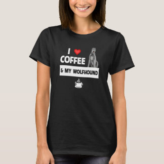 T-shirt J'aime le café et mon chien Irish Wolfhound Maman