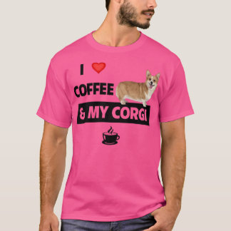 T-shirt J'aime le café et mon Corgi maman papa animal de c