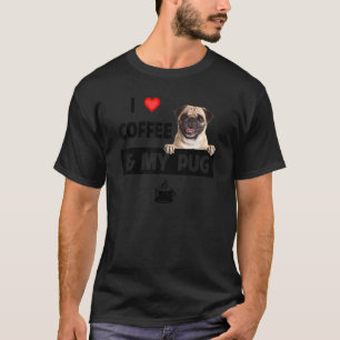 T-shirt J'aime le café et mon Pug maman papa refuge pour a