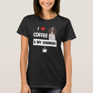 T-shirt J'Aime Le Café Et Mon Springer Spaniel Maman Papa 