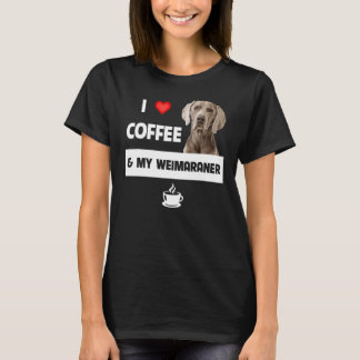 T-shirt J'Aime Le Café Et Mon Weimaraner Maman Papa Papa C