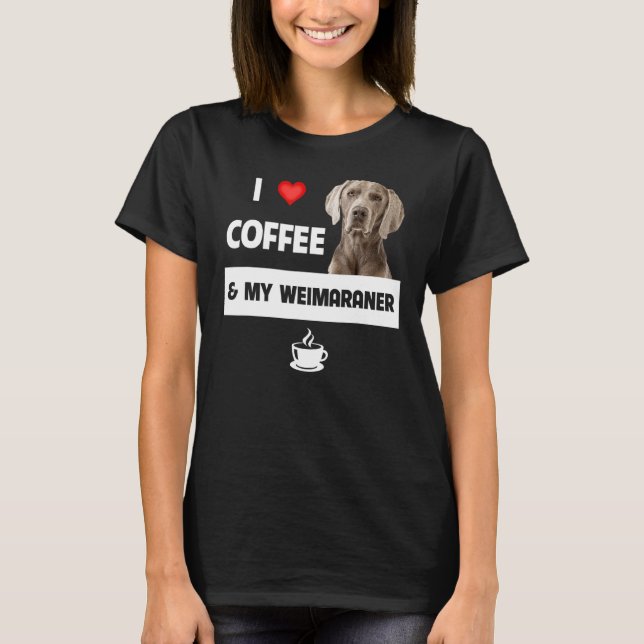 T-shirt J'Aime Le Café Et Mon Weimaraner Maman Papa Papa C (Devant)
