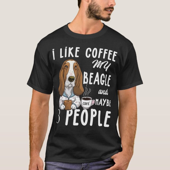 T-shirt J'Aime Le Café Mon Beagle Et Peut-Être 3 Beagles (Devant)