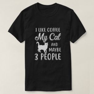 T-shirt J'Aime Le Café Mon Chat Et Peut-Être 3 Personnes