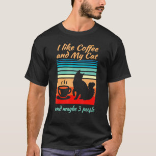 T-shirt J'Aime Le Café Mon Chat Et Peut-Être 3 Personnes C
