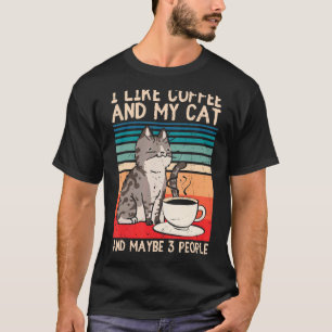 T-shirt J'Aime Le Café Mon Chat Et Peut-Être 3 Personnes C