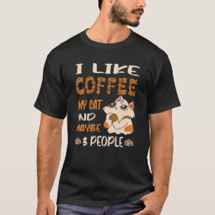 T-shirt J'Aime Le Café Mon Chat Et Peut-Être 3 Personnes D