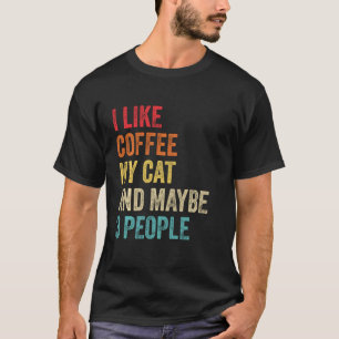 T-shirt J'Aime Le Café Mon Chat Peut-Être 3 Personnes Prop