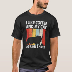 T-shirt J'Aime Le Café Mon Chat Peut-Être 3 Personnes Vint
