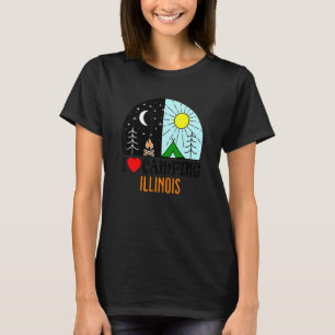 T-shirt J'aime le camping Illinois Amérique plein air natu
