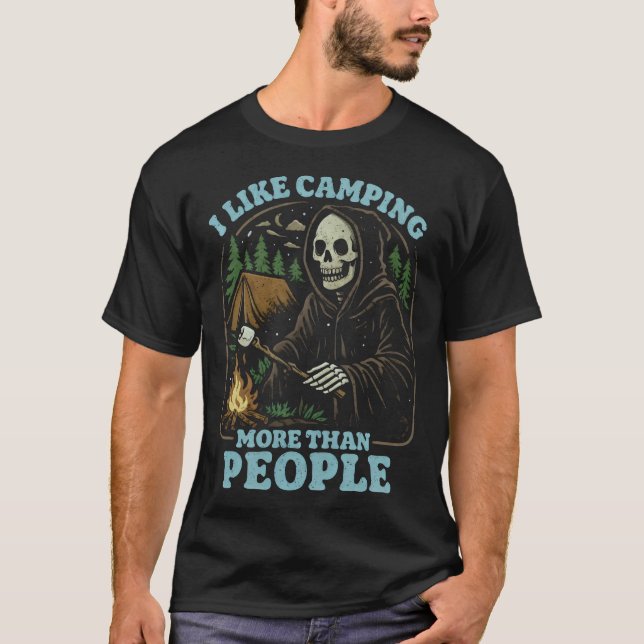 T-shirt j'aime le camping plus que les gens Camping fauche (Devant)