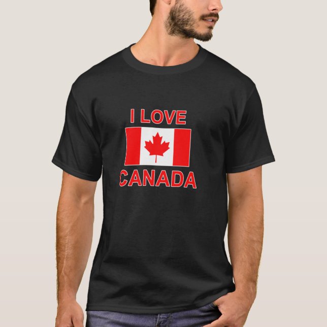 T-shirt J'AIME LE CANADA avec le DRAPEAU CANADIEN (Devant)
