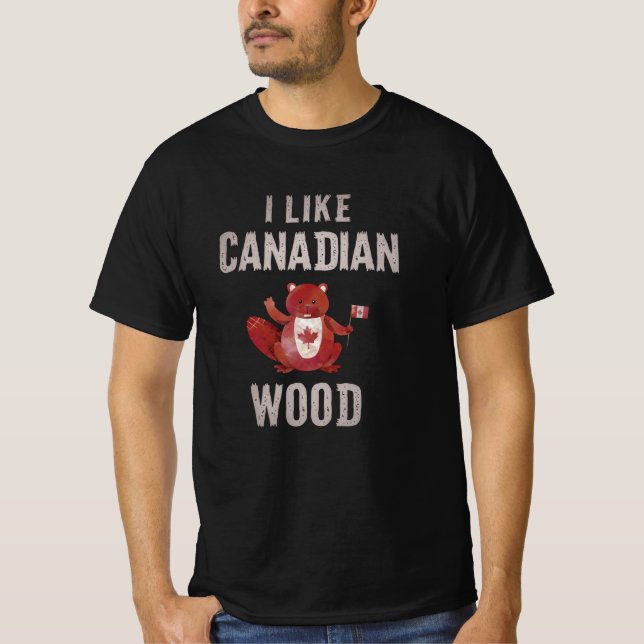 T-shirt J'aime le castor canadien de bois Beaver Canada Be (Devant)