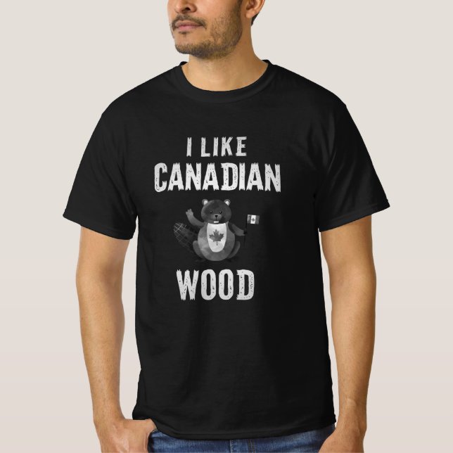 T-shirt J'aime le castor canadien du bois Québec (Devant)