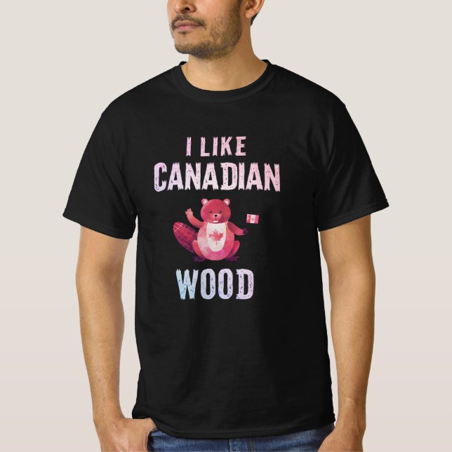 T-shirt J'aime le castor de bois canadien autochtone (Devant)
