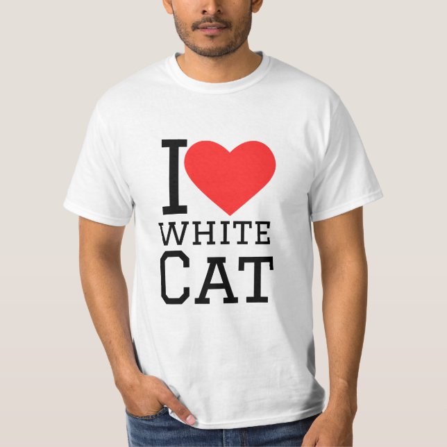 T-shirt J'aime le chat blanc (Devant)