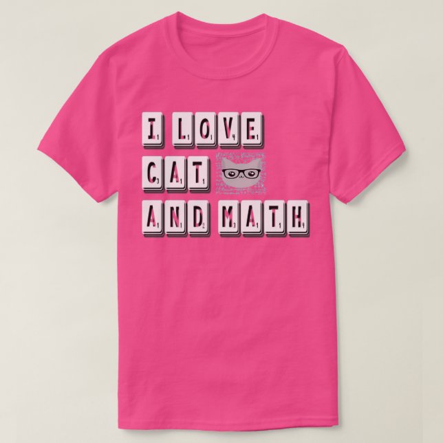 T-shirt J'aime le chat et les mathématiques essentielles 1 (Design devant)