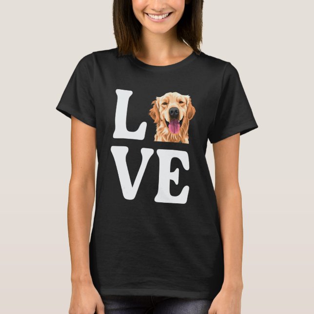 T-shirt J'aime le chien Retriever doré (Devant)