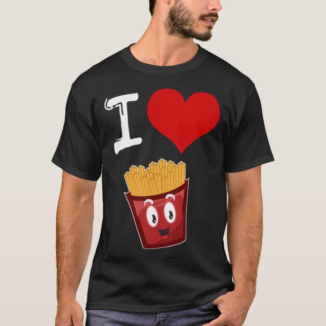 T-shirt J'aime le cœur de frites (Devant)