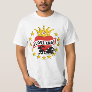 T-shirt J'AIME le COEUR de Noël et COURONNE