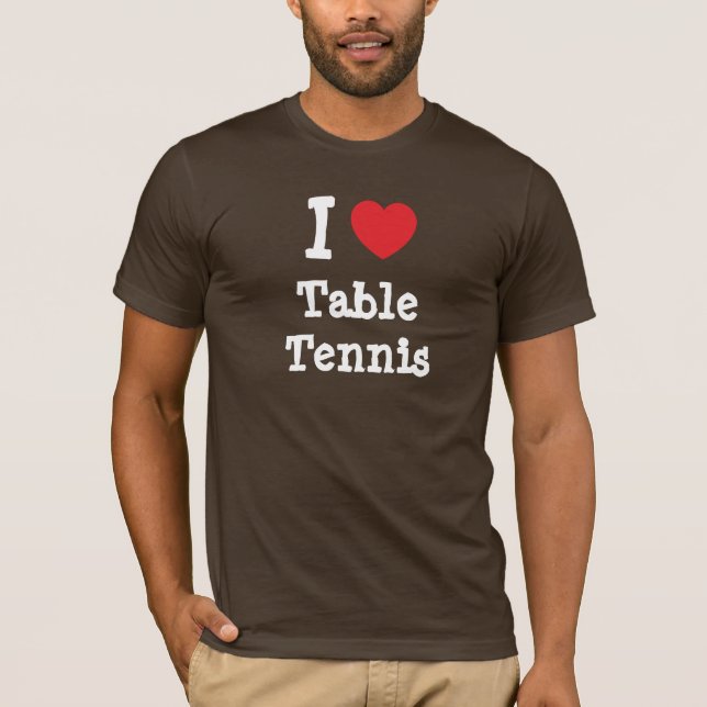 T-shirt J'aime le coeur de tennis de table personnalisé (Devant)