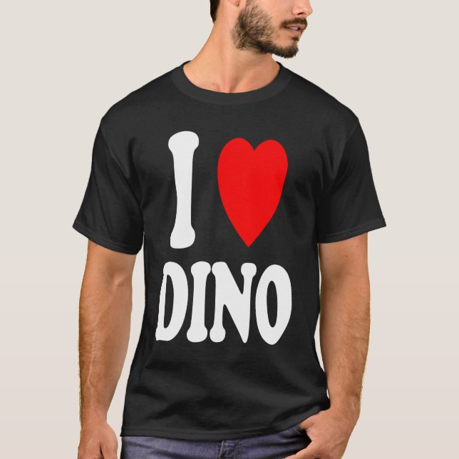 T-shirt J'Aime Le Coeur Dino Mignonne Couple Épouse (Devant)
