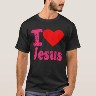 T-shirt J'Aime le coeur Jésus Christ Citation chrétienne H