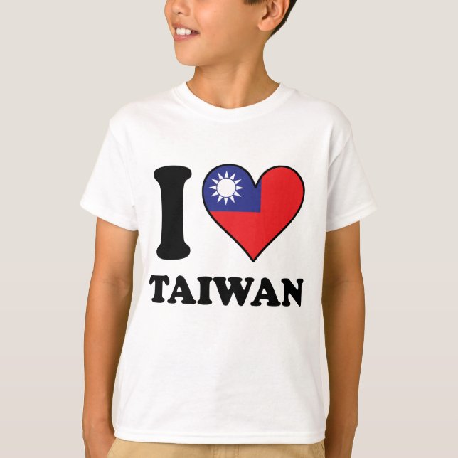 T-shirt J'aime le coeur taiwanais de drapeau de Taïwan (Devant)