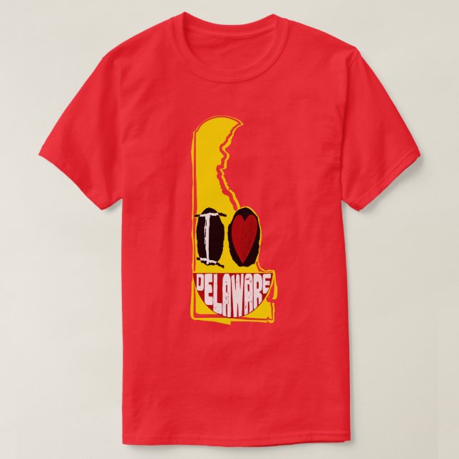 T-shirt J'Aime Le Delaware Souriant Joyeux Visage (Design devant)