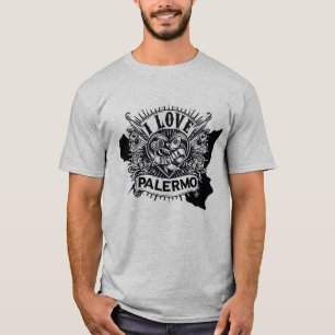 T-shirt J'aime le design de style de tatouage de Palerme S