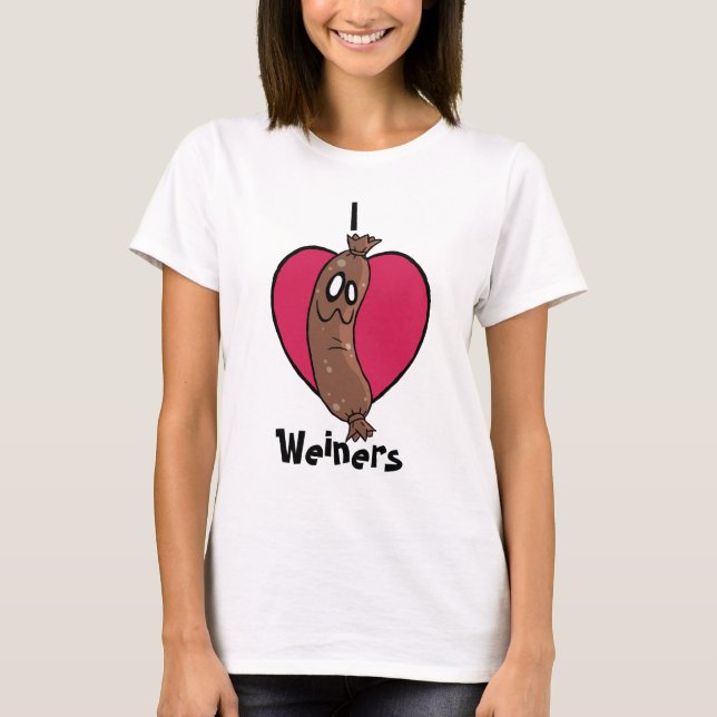 T-shirt J'aime le dessus de Weiners (Devant)