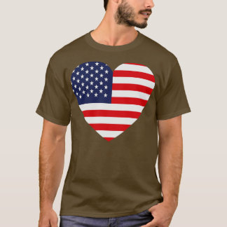 T-shirt J'aime le drapeau américain en forme de coeur des 