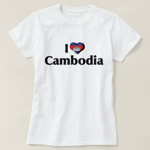 T-shirt J'aime le drapeau cambodgien