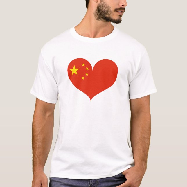 T-shirt J'aime le drapeau chinois (Devant)