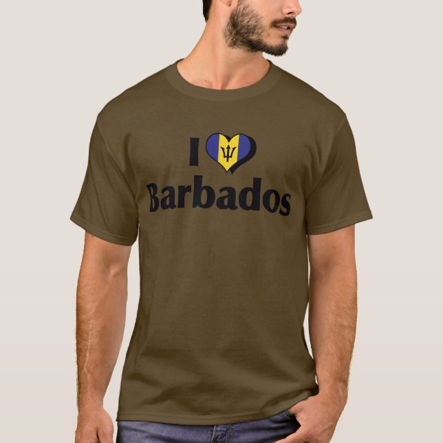 T-shirt J'aime le drapeau de la Barbade (Devant)