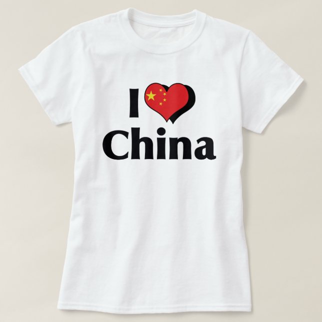 T-shirt J'aime le drapeau de la Chine (Design devant)