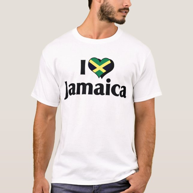 T-shirt J'aime le drapeau de la Jamaïque (Devant)