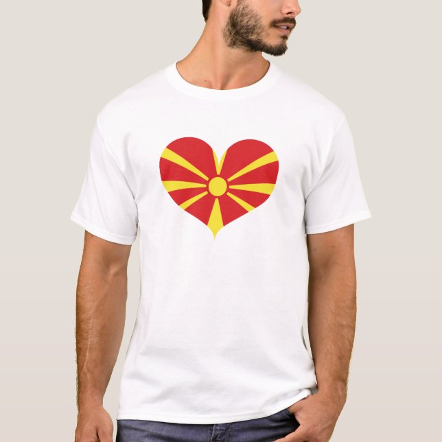 T-shirt J'aime le drapeau de la Macédoine du Nord (Devant)