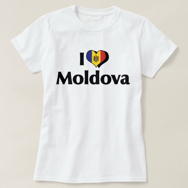 T-shirt J'aime le drapeau de la Moldavie (Design devant)
